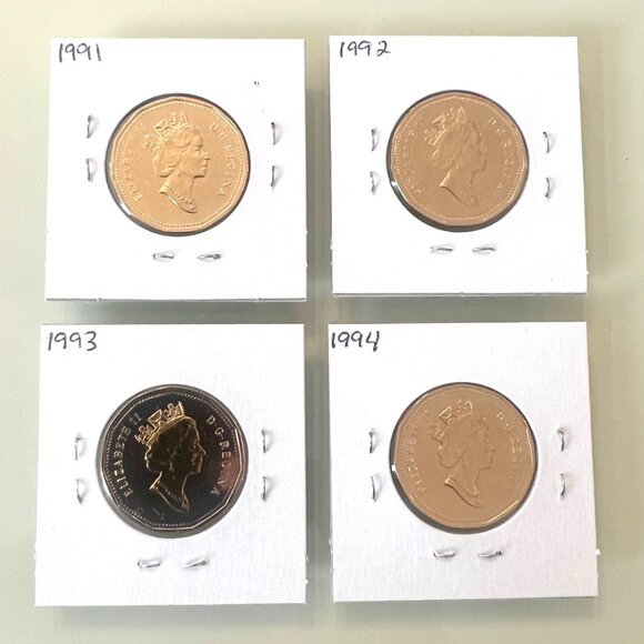 1991, 1992, 1993 and 1994 Canada Specimen Finish $1 Loonies! - Picture 2 of 10